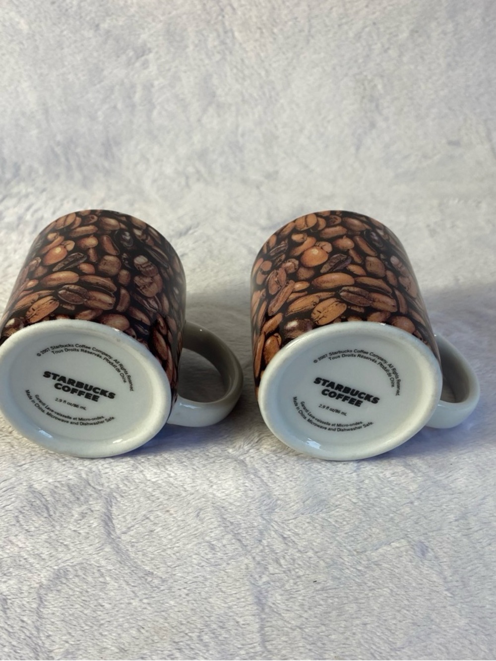 Set Of 2 Starbucks Coffee Beans Demitasse Espresso Mugs 2.9oz 2007 - Picture 4 of 7